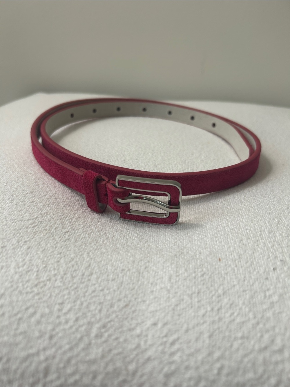 WHBM Skinny Pink Suede Leather Belt. Size S